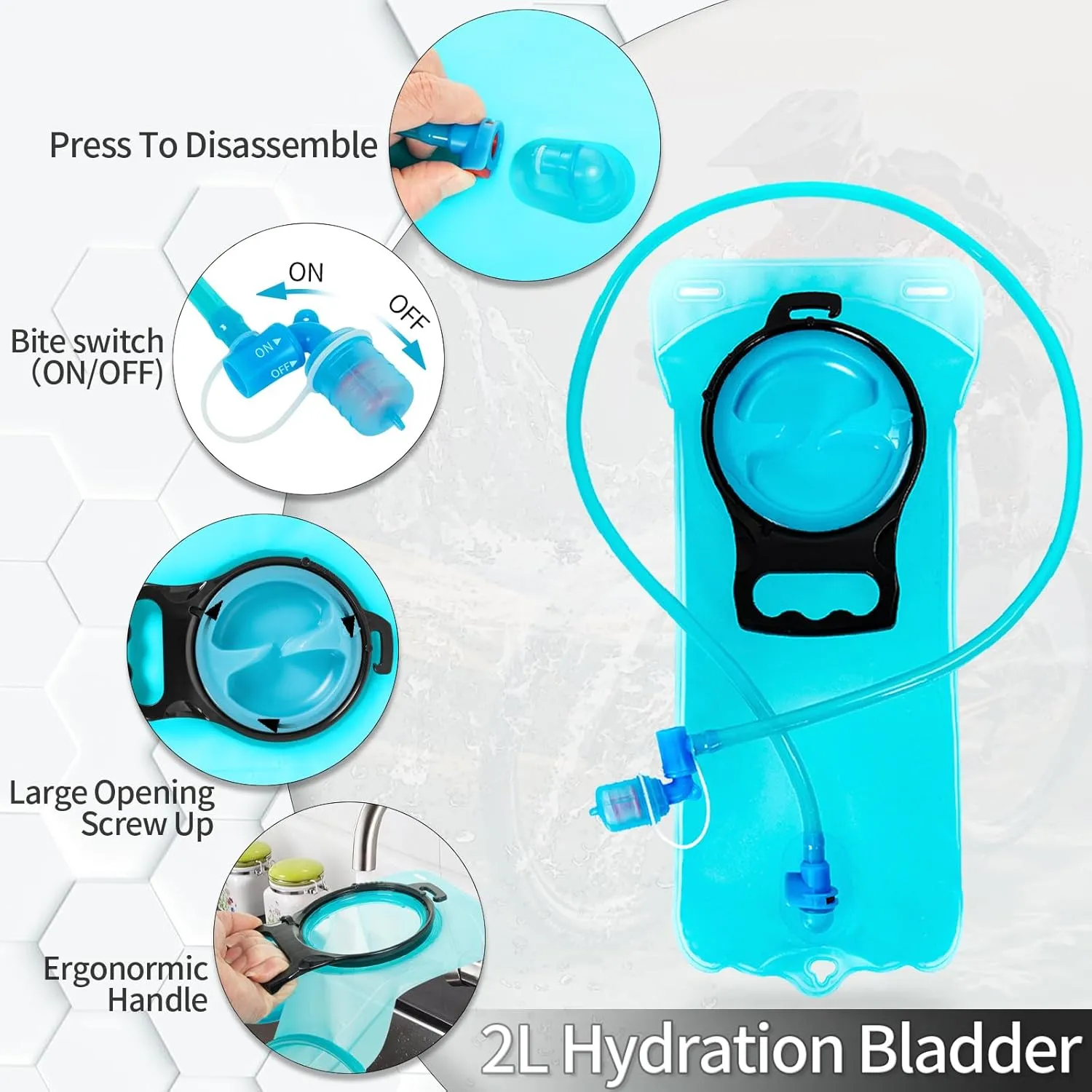 Hydration Backpack with 2L Water Bladder, Lightweight Hydro Pack for Cycling, Running, Hiking, Climbing