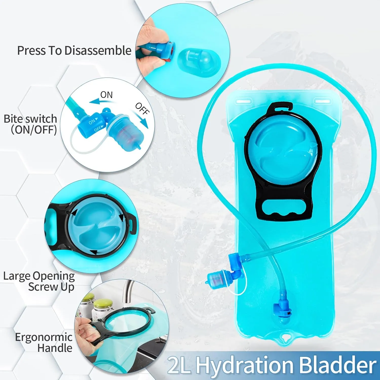 Hydration Backpack with 2L Water Bladder, Lightweight Hydro Pack for Cycling, Running, Hiking, Climbing