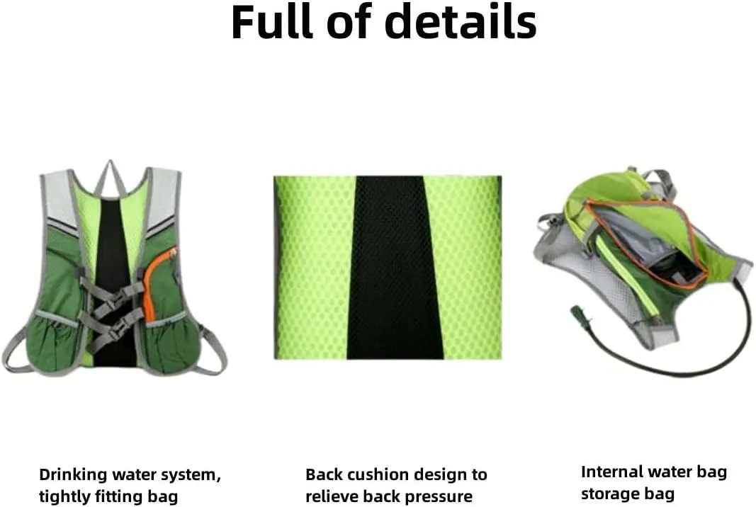 Hydration Backpack，Hydration Pack for Running Women，Safety Reflective Sports Backpack，Lightweight Hydration Vest with Water Bladder for Trail Running & Cycling
