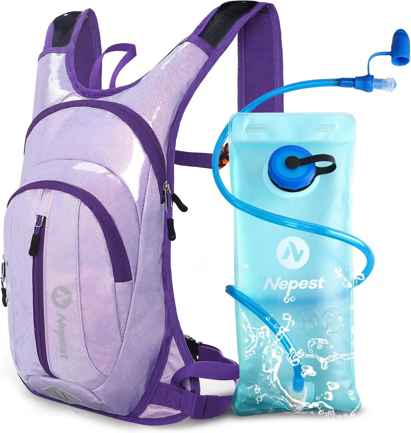 Hydration Pack Backpack for Women & Men, Lightweight Water Backpack with 2L Water Bladder for Hiking Cycling Running Biking