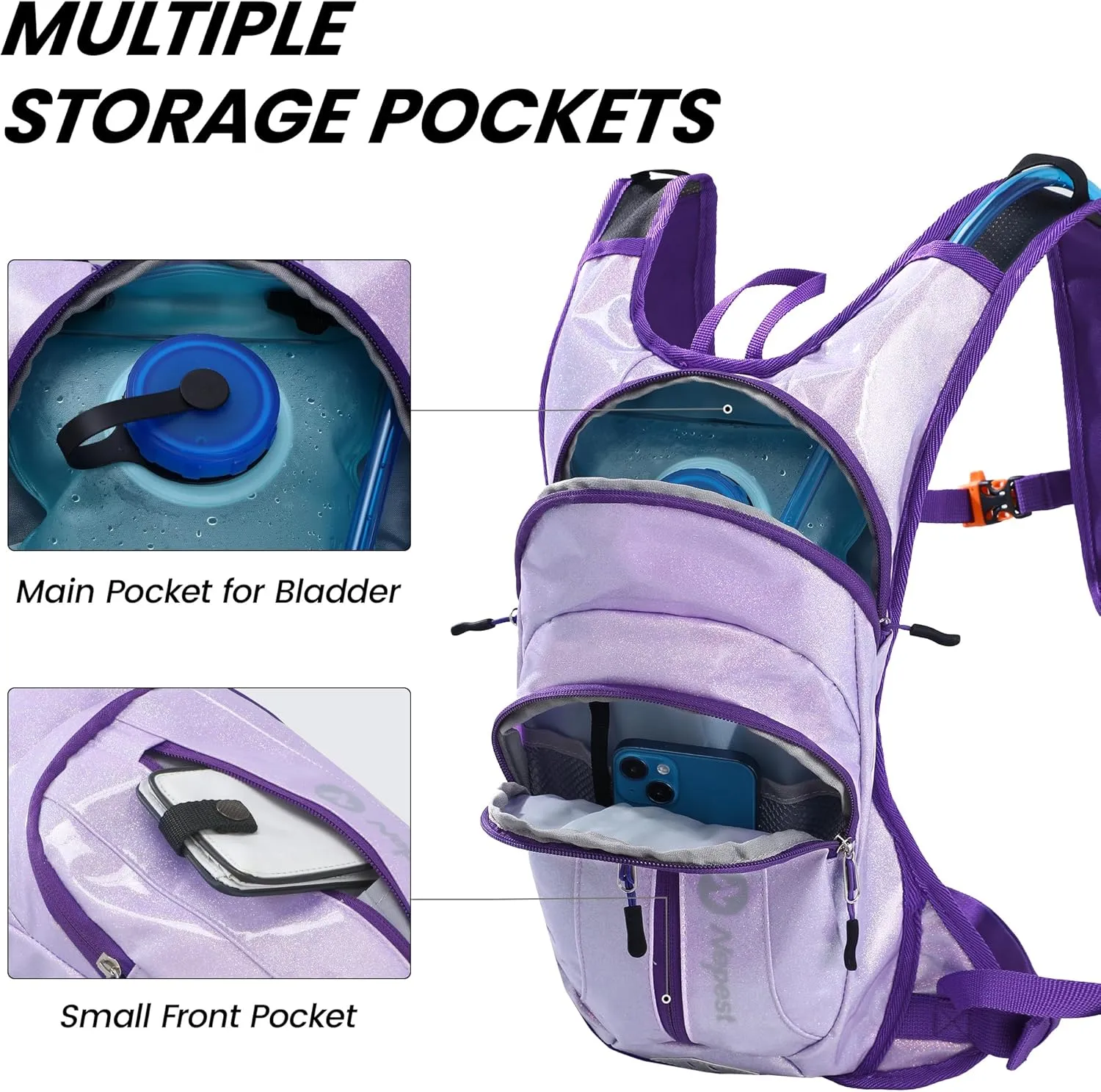 Hydration Pack Backpack for Women & Men, Lightweight Water Backpack with 2L Water Bladder for Hiking Cycling Running Biking