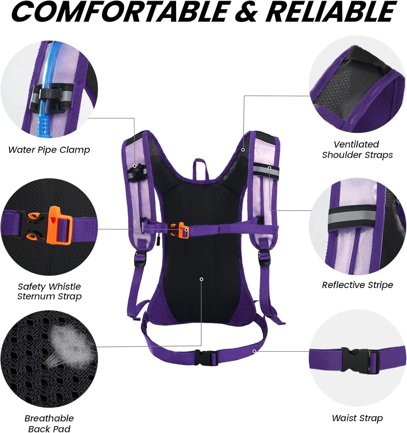 Hydration Pack Backpack for Women & Men, Lightweight Water Backpack with 2L Water Bladder for Hiking Cycling Running Biking