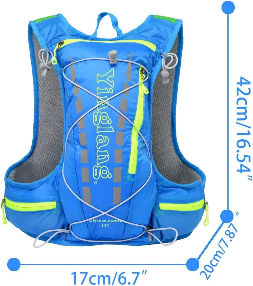 Hydration Pack Backpack Running Hydration Vest for Women and Men Outdoor Hiking, Cycling, Camping with 15L Capacity