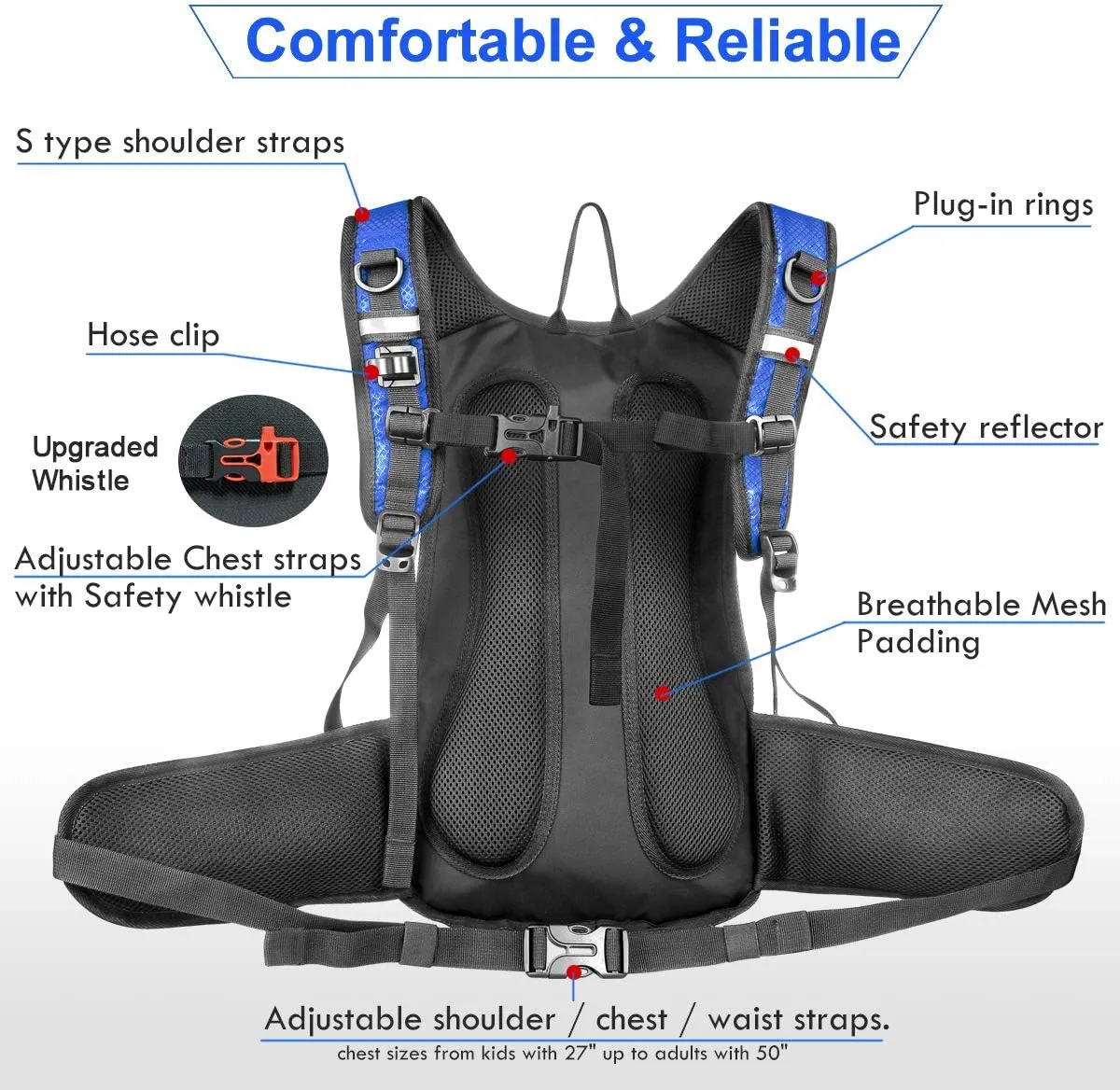 Hydration Pack, Insulated Hydration Backpack with 2L BPA Free Water Bladder and Storage, Hiking Backpack for Men, Women, Kids for Running, Cycling, Camping - Keep Liquid Cool up to 5 Hours