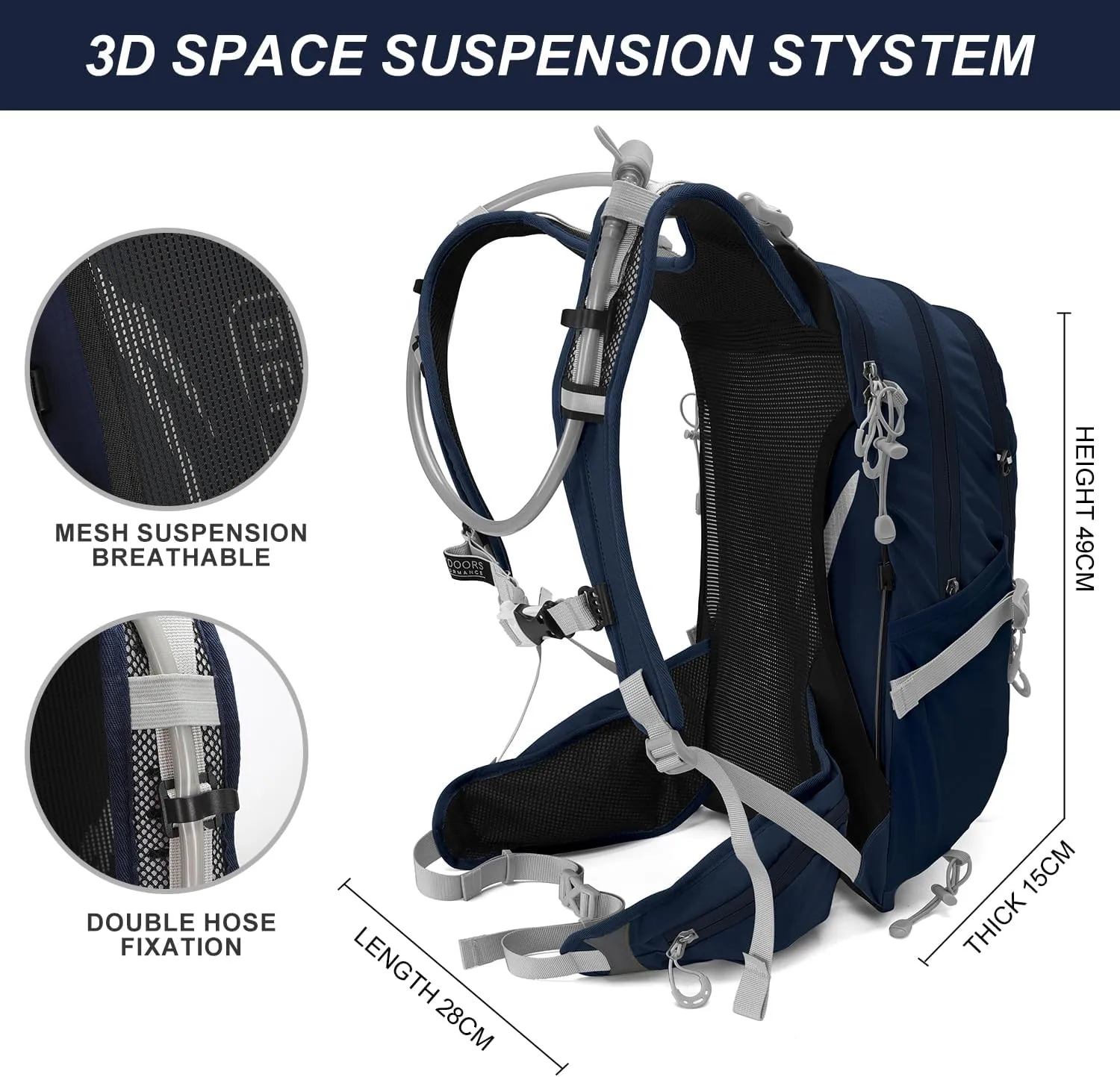 Hydration Pack,20L Hydration Backpack, Hiking Internal Frame Backpacks with 2L Hydration Water Bladder and Rain Cover, for Cycling,camping, hunting,Ski, Snow for Men, Women (dark blue)