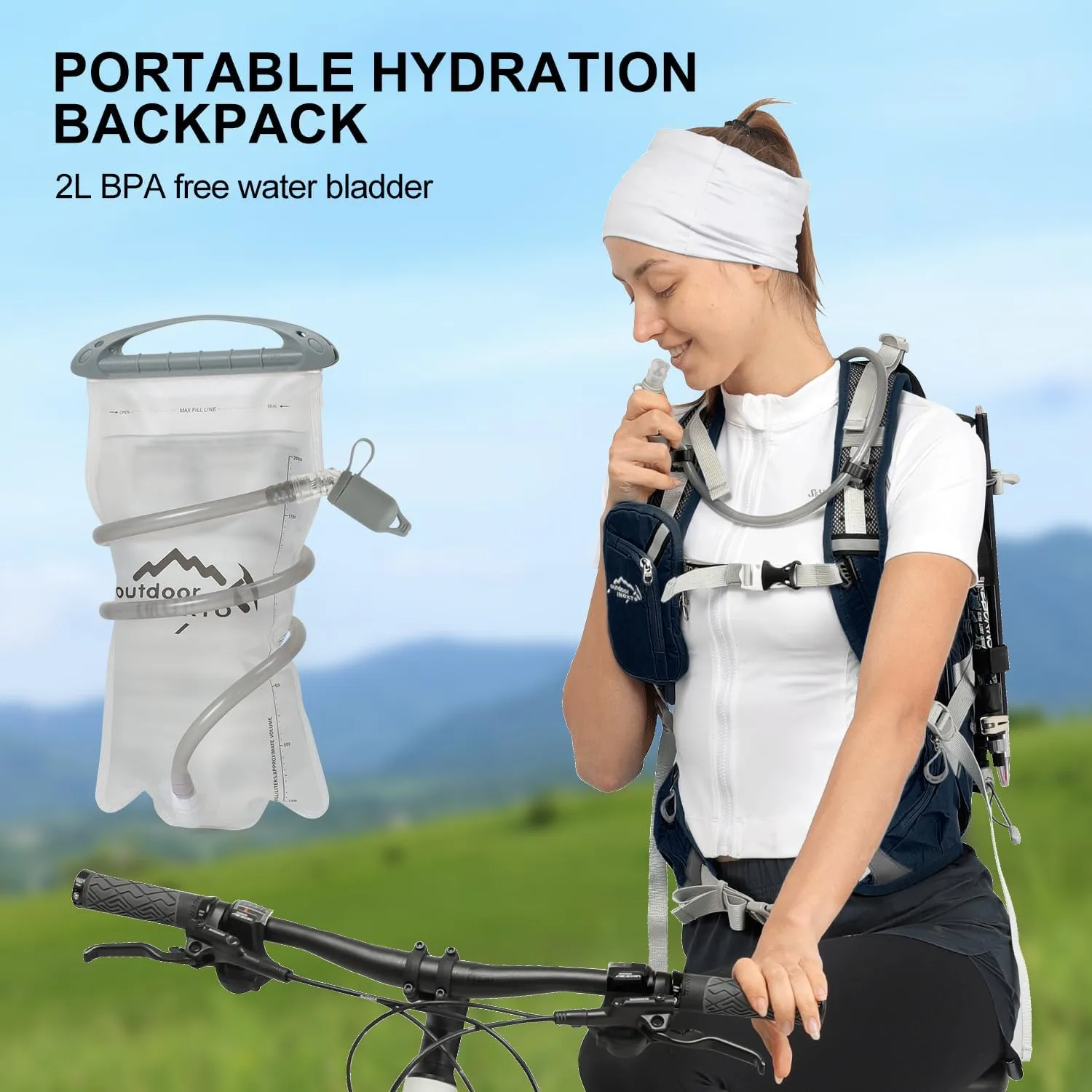 Hydration Pack,20L Hydration Backpack, Hiking Internal Frame Backpacks with 2L Hydration Water Bladder and Rain Cover, for Cycling,camping, hunting,Ski, Snow for Men, Women (dark blue)