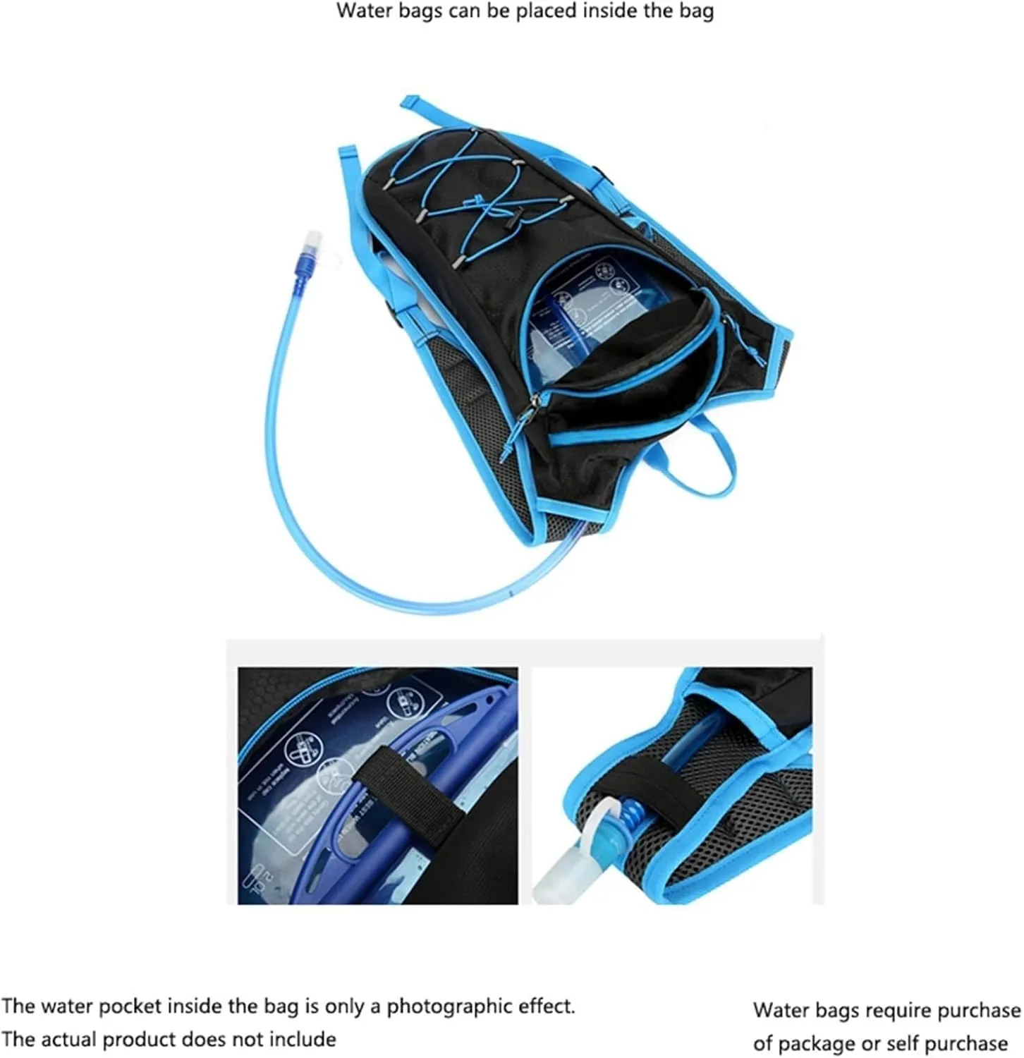 Hydration Running Backpack, Lightweight Water Bladder Vest for Outdoor Sports, Cycling, Hiking, Trail Running, Marathon (Blue)