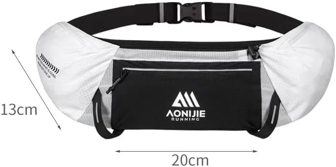 Hydration Running Belt Adjustable, Reflective & Lightweight Runners Waist Pouch for Men Womens, for Marathon Running Hiking Camping (A-Black)