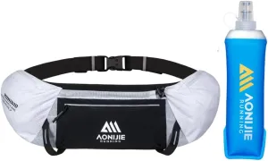 Hydration Running Belt Adjustable, Reflective & Lightweight Runners Waist Pouch for Men Womens, for Marathon Running Hiking Camping (A-White 500ml Flask)