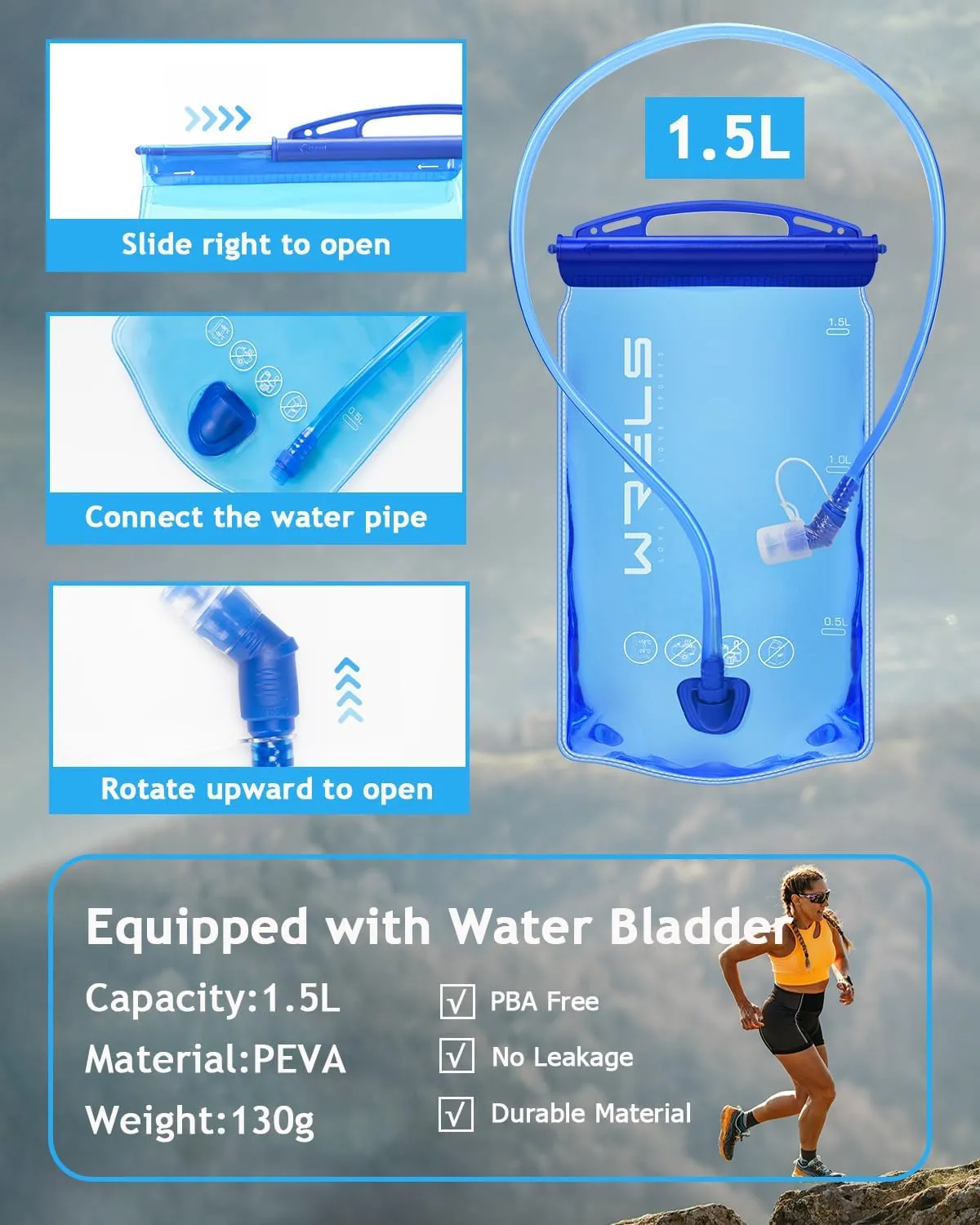 Hydration Running Vest for Men Women,5L Lightweight Water Backpack with 1.5L Leakproof Water Bladder,Hydration Vest for Marathon Cycling Jogging Hiking