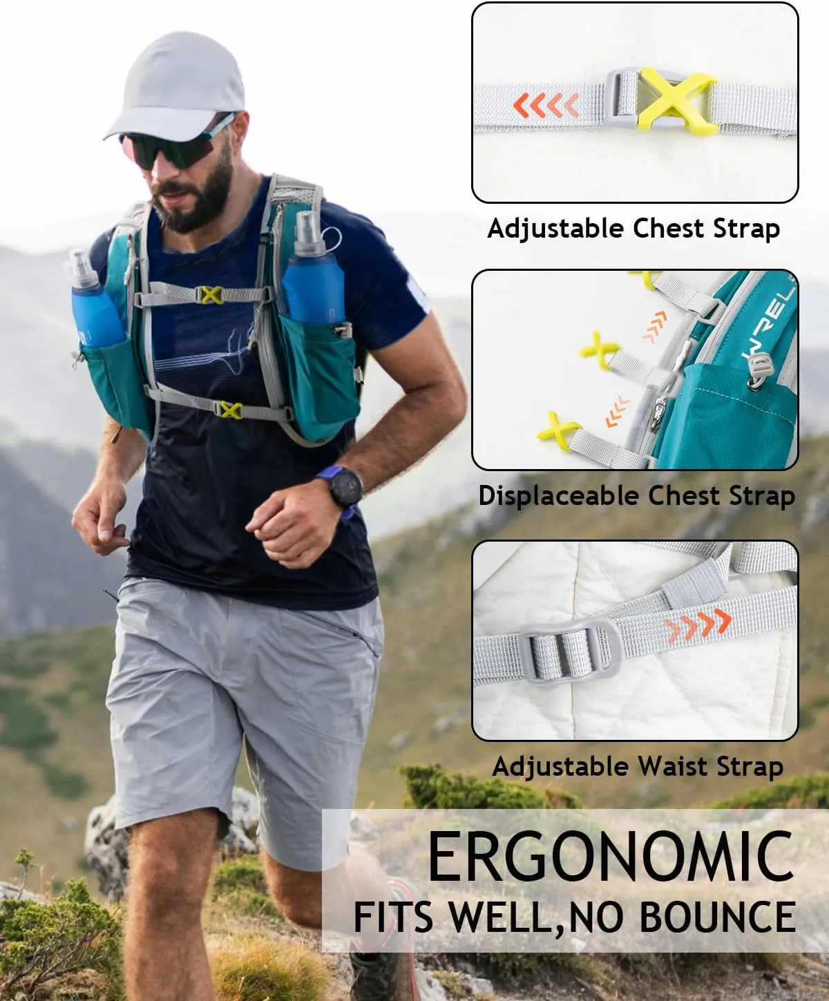 Hydration Running Vest for Men Women,5L Lightweight Water Backpack with 1.5L Leakproof Water Bladder,Hydration Vest for Marathon Cycling Jogging Hiking