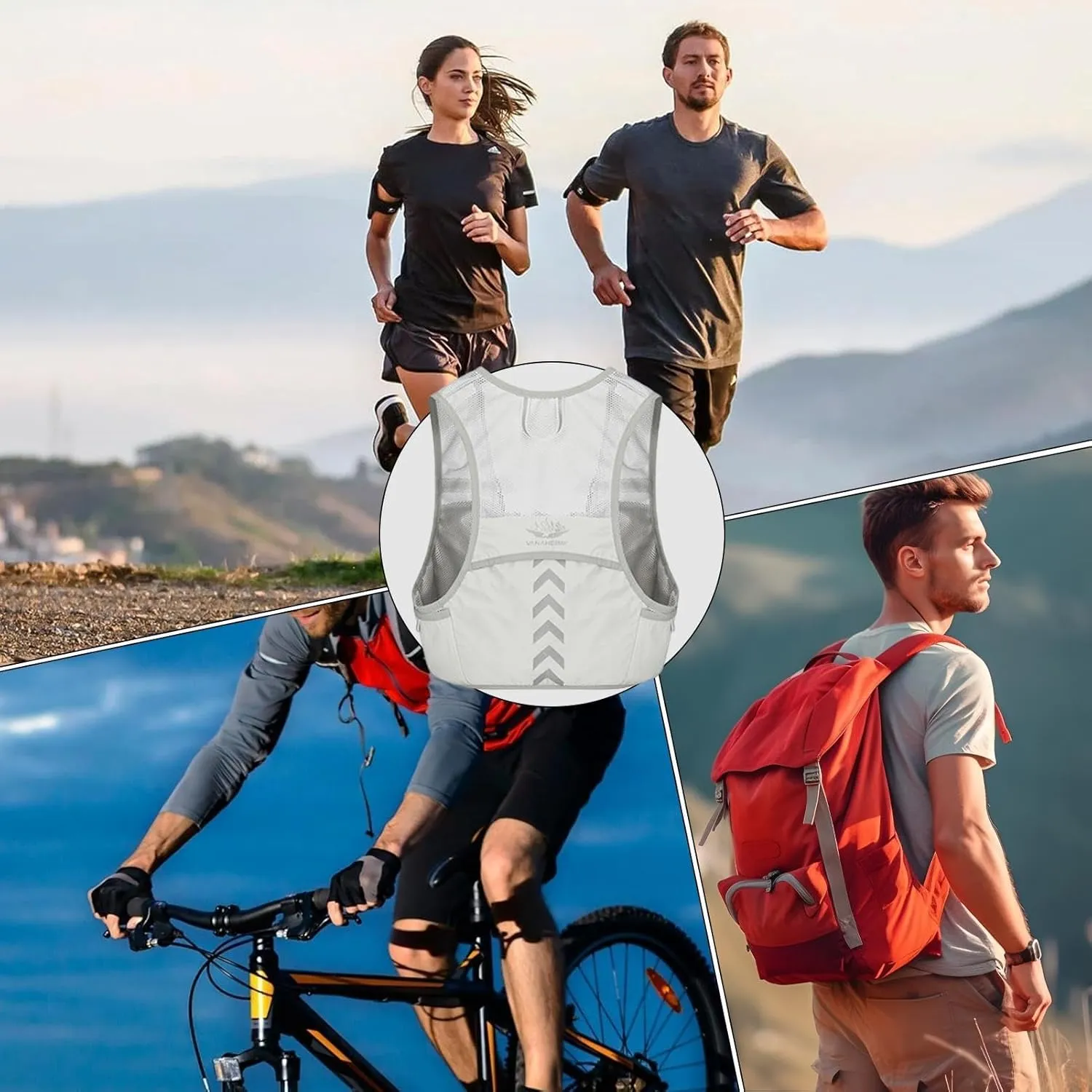 Hydration Running Vest | Reflective Water Vest Backpack,Phone Holder, Breathable Hydration Backpack Vest for Hiking Cycling Running Biking