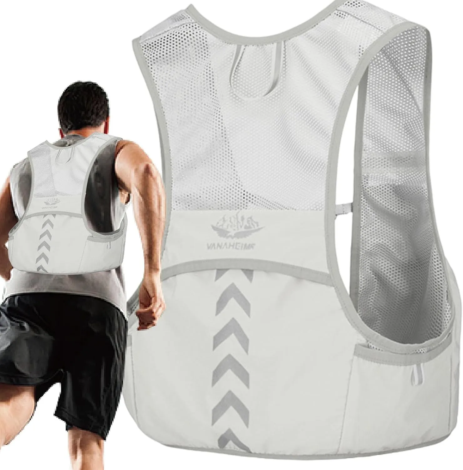 Hydration Running Vest | Reflective Water Vest Backpack,Phone Holder, Breathable Hydration Backpack Vest for Hiking Cycling Running Biking