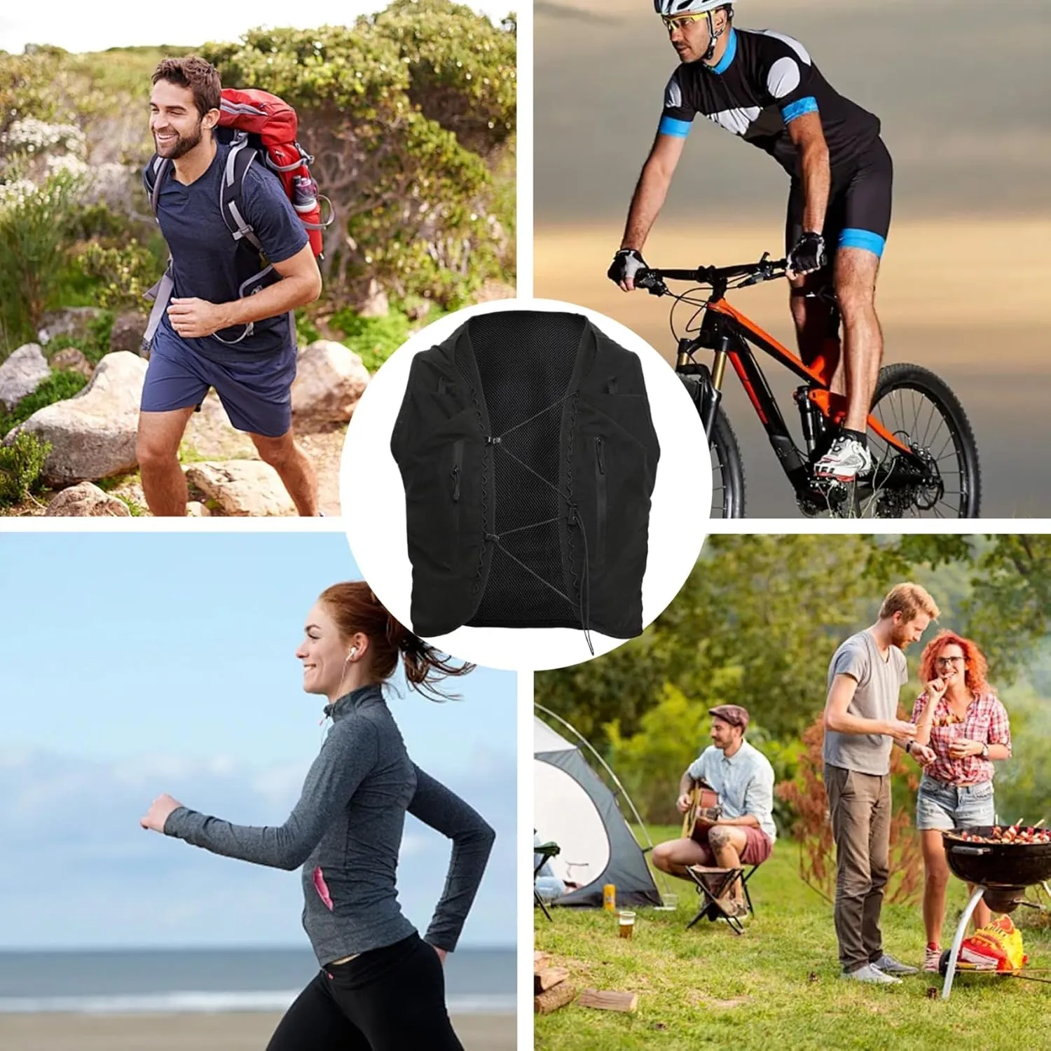 Hydration Vest, Polyester Running Hydration Vest with 12 Pockets, Hydration Backpack, Hiking Backpack, Hydration Pack
