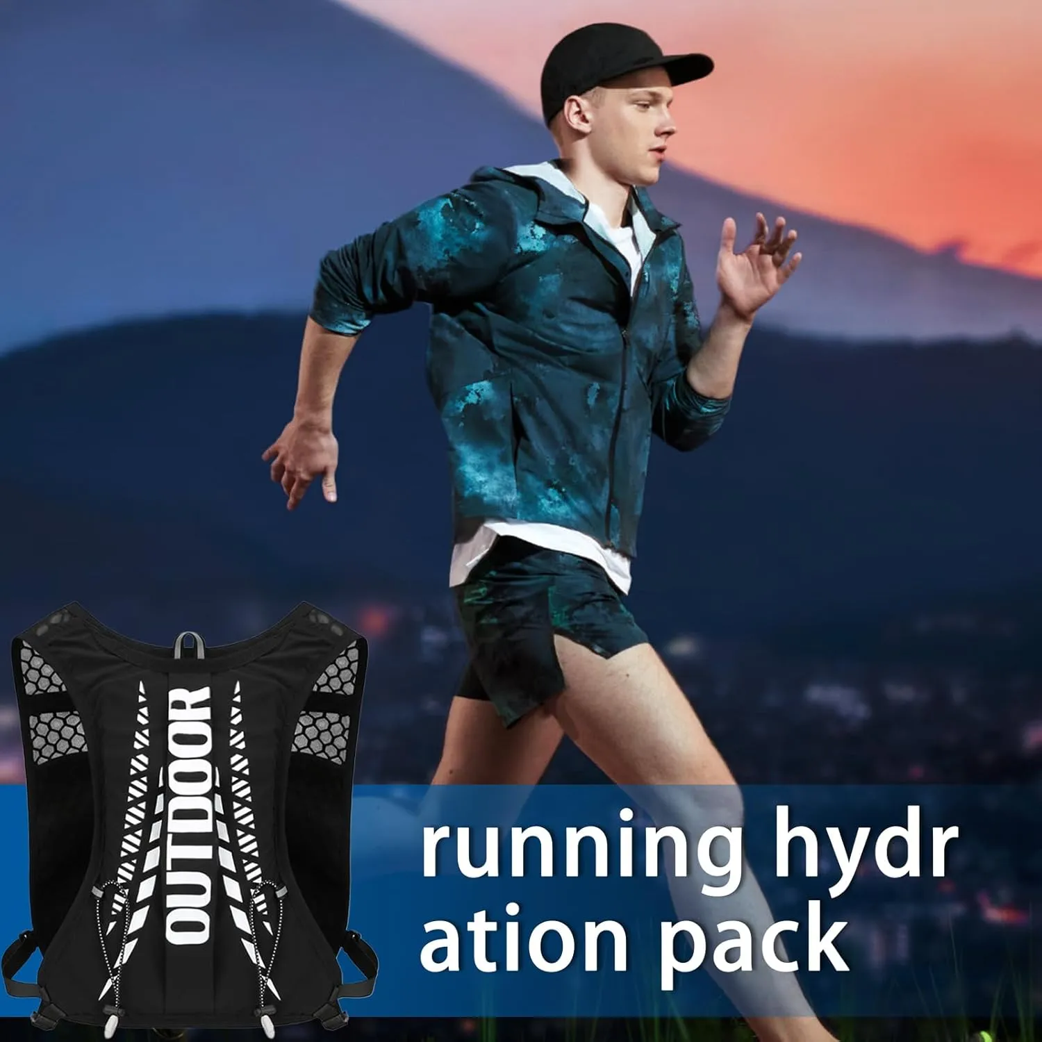 Hydration Vest - Running Vest | Moisture Wicking Sports Gear with Reflective Strips Water Bladder for Running Hiking Cycling Climbing Camping Biking Lightweight for Women Men