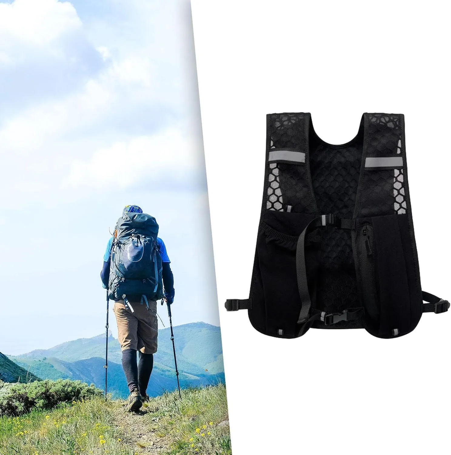 Hydration Vest Water Pack Rucksack Hydration Backpack Reflective Running Backpack Outdoor Sport Bag for Race Jogging Cycling