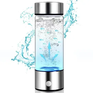 Hydrogen Water Bottle Sport - Portable Hydrogen Infuser for Enhanced Hydration, BPA-Free, Leak-Proof, 420ml/15oz, Ideal for Fitness, Hiking, Travel & Daily Use (Silver)