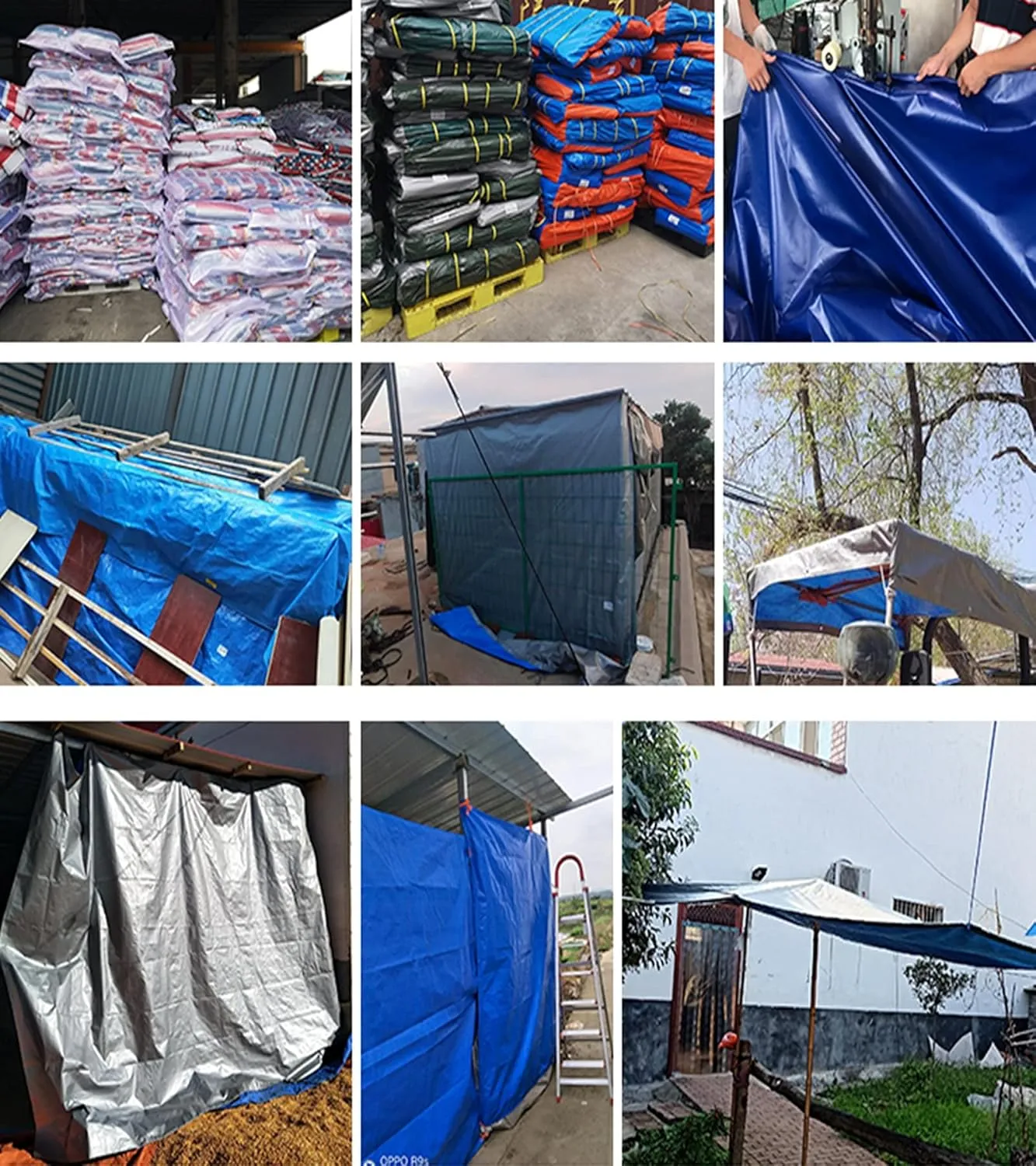 HYHMJ-Tarpaulin 0.32mm Waterproof Heavy Duty Ground Sheet, with Buttonhole Reinforced Edges, Outdoor Canvas for Camping Trucks, 160g/m²,Silver blue,1.8x6.8m