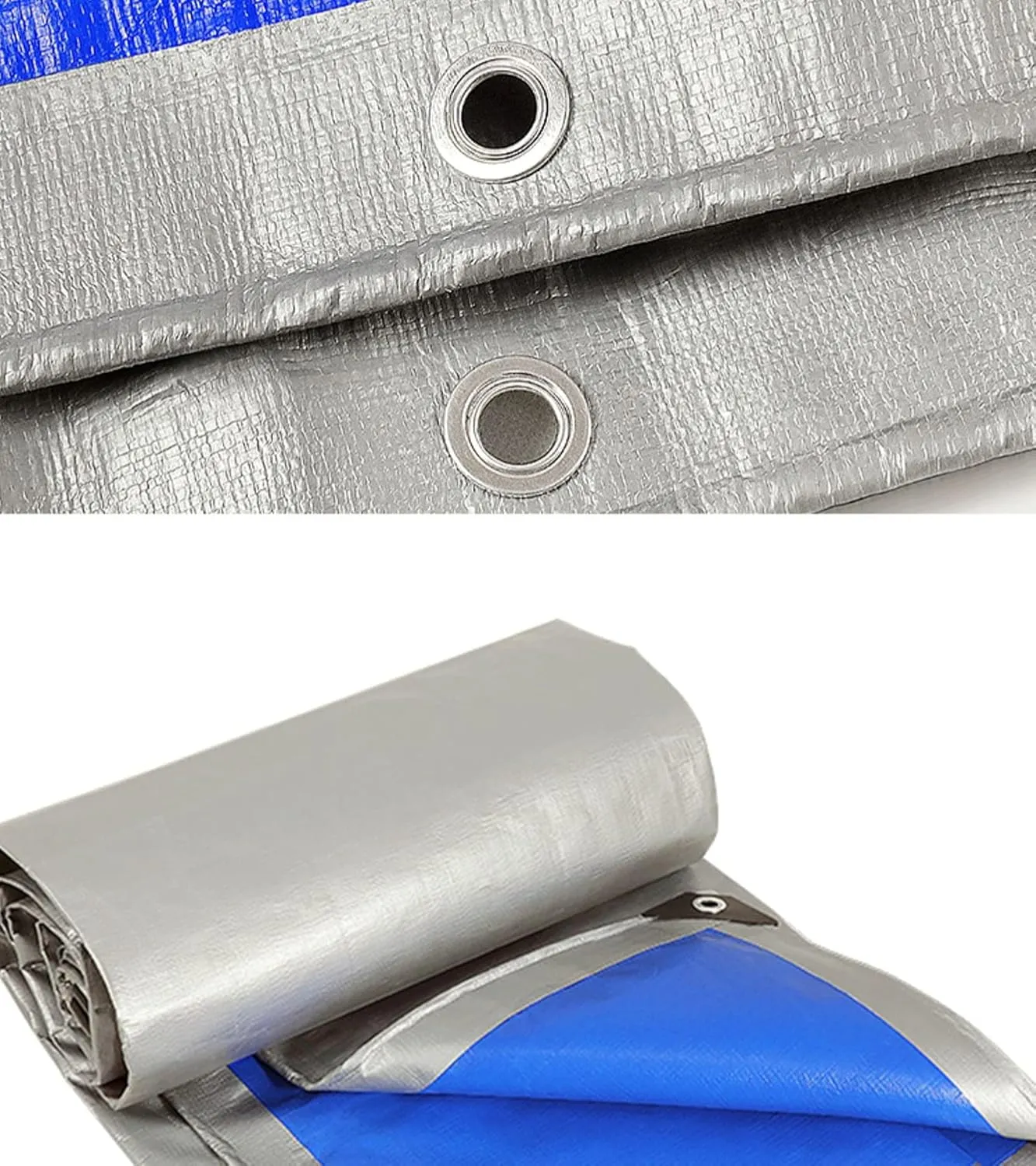 HYHMJ-Tarpaulin 0.32mm Waterproof Heavy Duty Ground Sheet, with Buttonhole Reinforced Edges, Outdoor Canvas for Camping Trucks, 160g/m²,Silver blue,1.8x6.8m