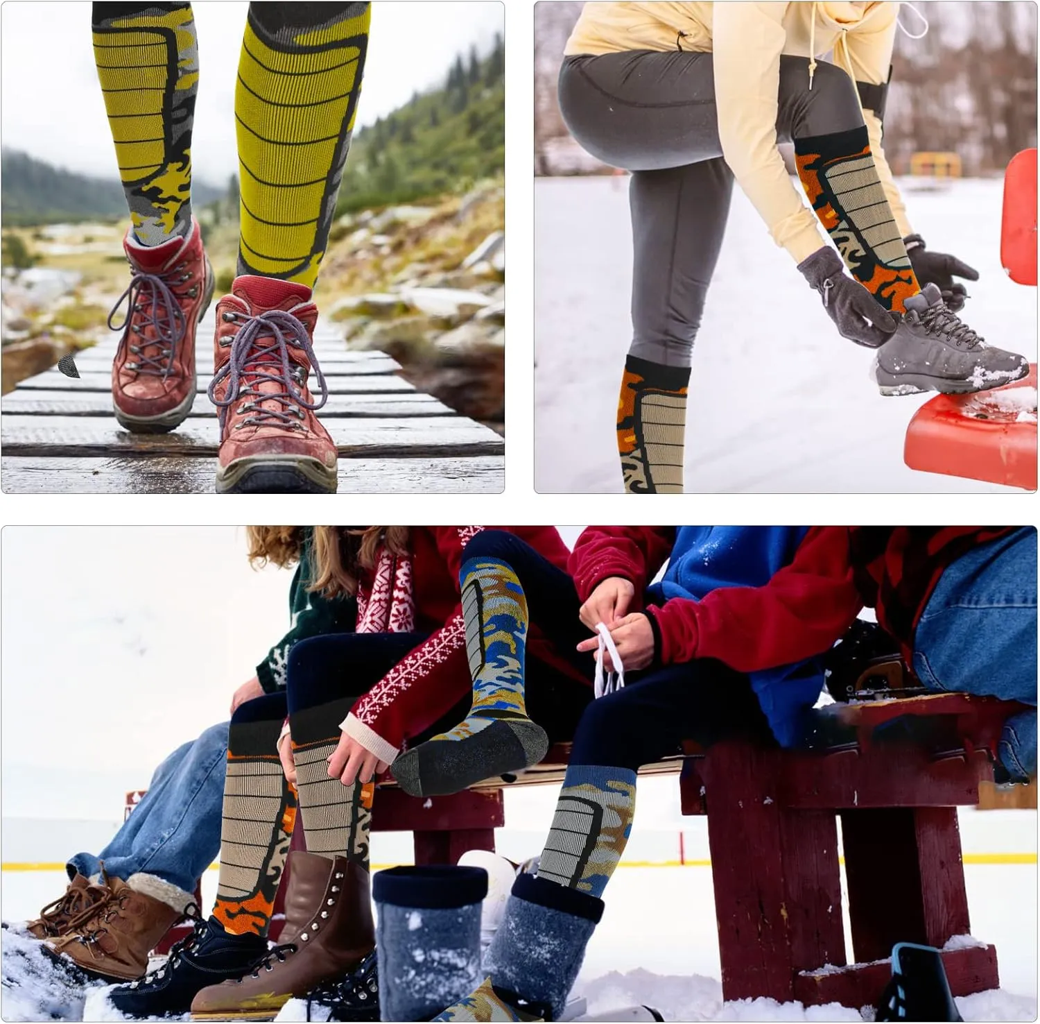 Hylaea Merino Wool Ski Socks, Cold Weather Socks for Snowboarding, Snow, Winter, Thermal Knee-high Warm Socks, Hunting