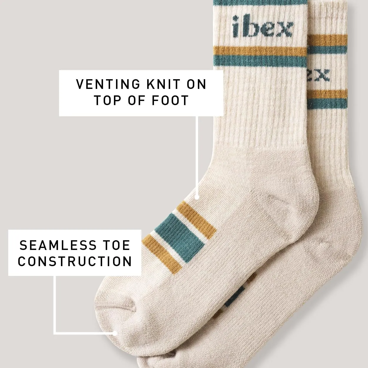 IBEX Lightweight Hiking Unisex Merino Wool Boot Socks | Breathable Crew Socks with Arch Support & Reinforced Heel & Toe