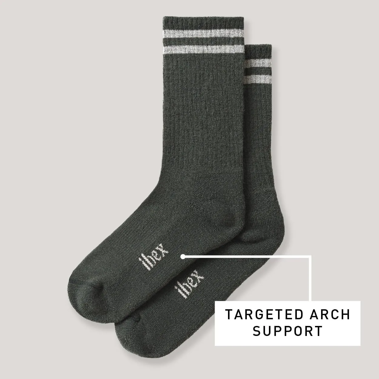 IBEX Lightweight Hiking Unisex Merino Wool Boot Socks | Breathable Crew Socks with Arch Support & Reinforced Heel & Toe