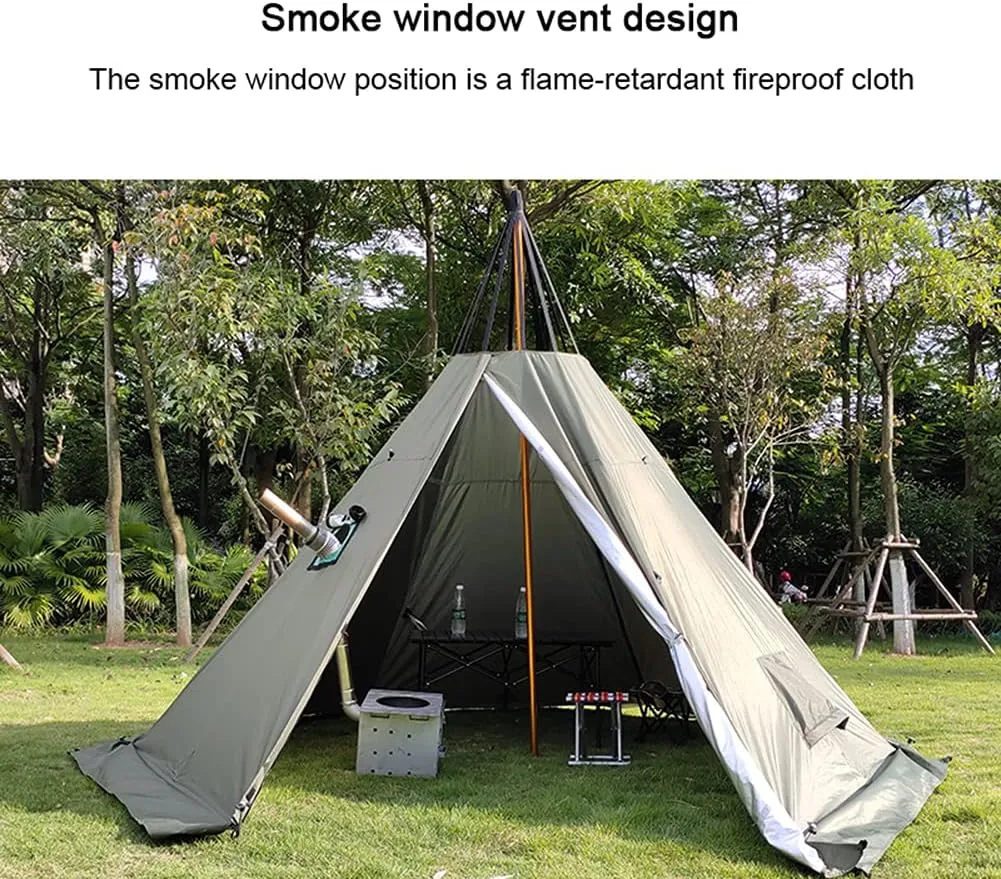 Ice Fishing Shelter, Insulated Ice Fishing Tent 360-Degree View, Snowproof Windproof Winter Cold Weather Tent, Hot Tent with Stove Jack