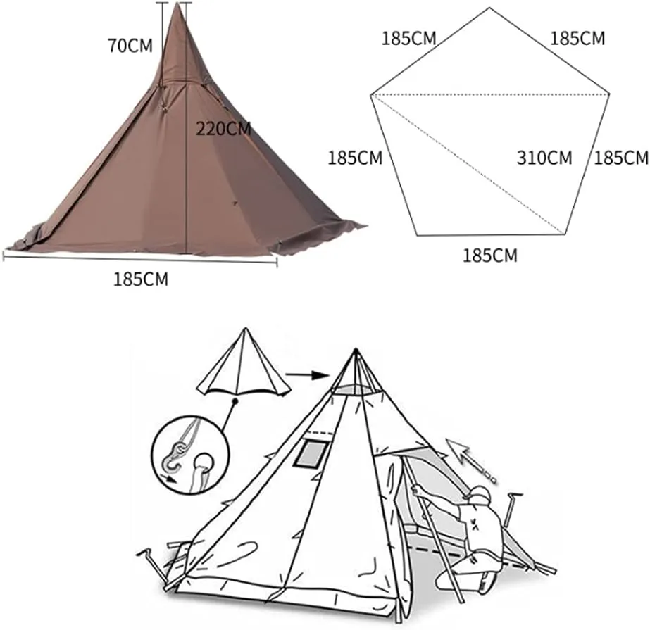 Ice Fishing Shelter, Insulated Ice Fishing Tent 360-Degree View, Snowproof Windproof Winter Cold Weather Tent, Hot Tent with Stove Jack
