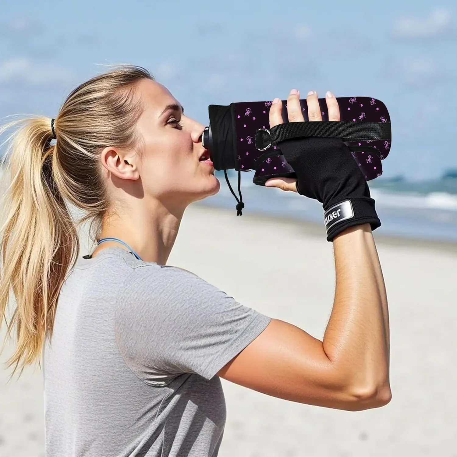 icolor Water Bottle Carrier Bag with Strap 25/32/40 oz Crossbody Bottle Holder with Phone Pocket Sling Sleeve Insulated Neoprene Water Bottle Pouch for Walking Travelling