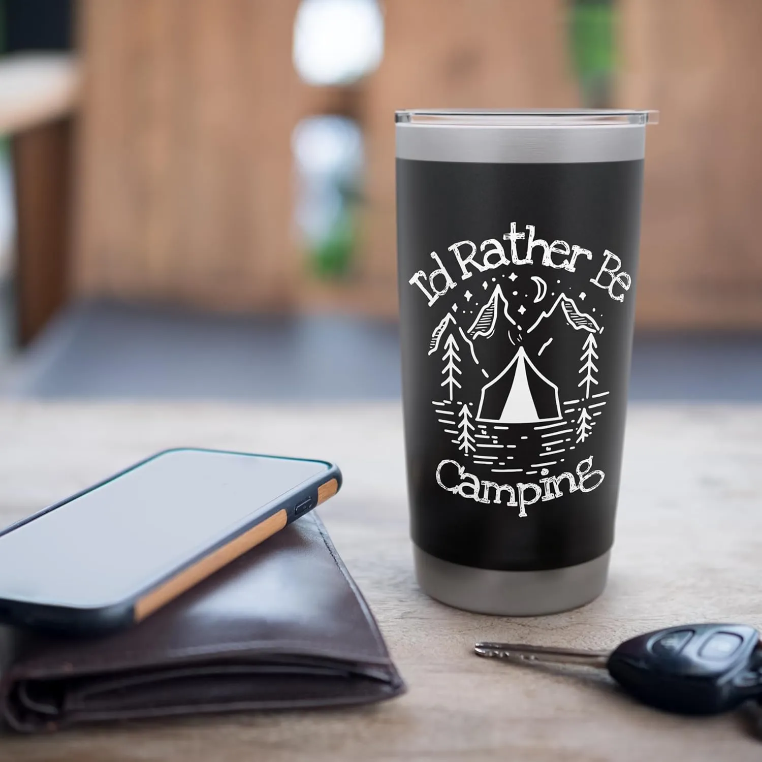 I'd Rather Be Camping Loves Tent Forest Mountains Wilderness Stainless Steel Insulated Tumbler