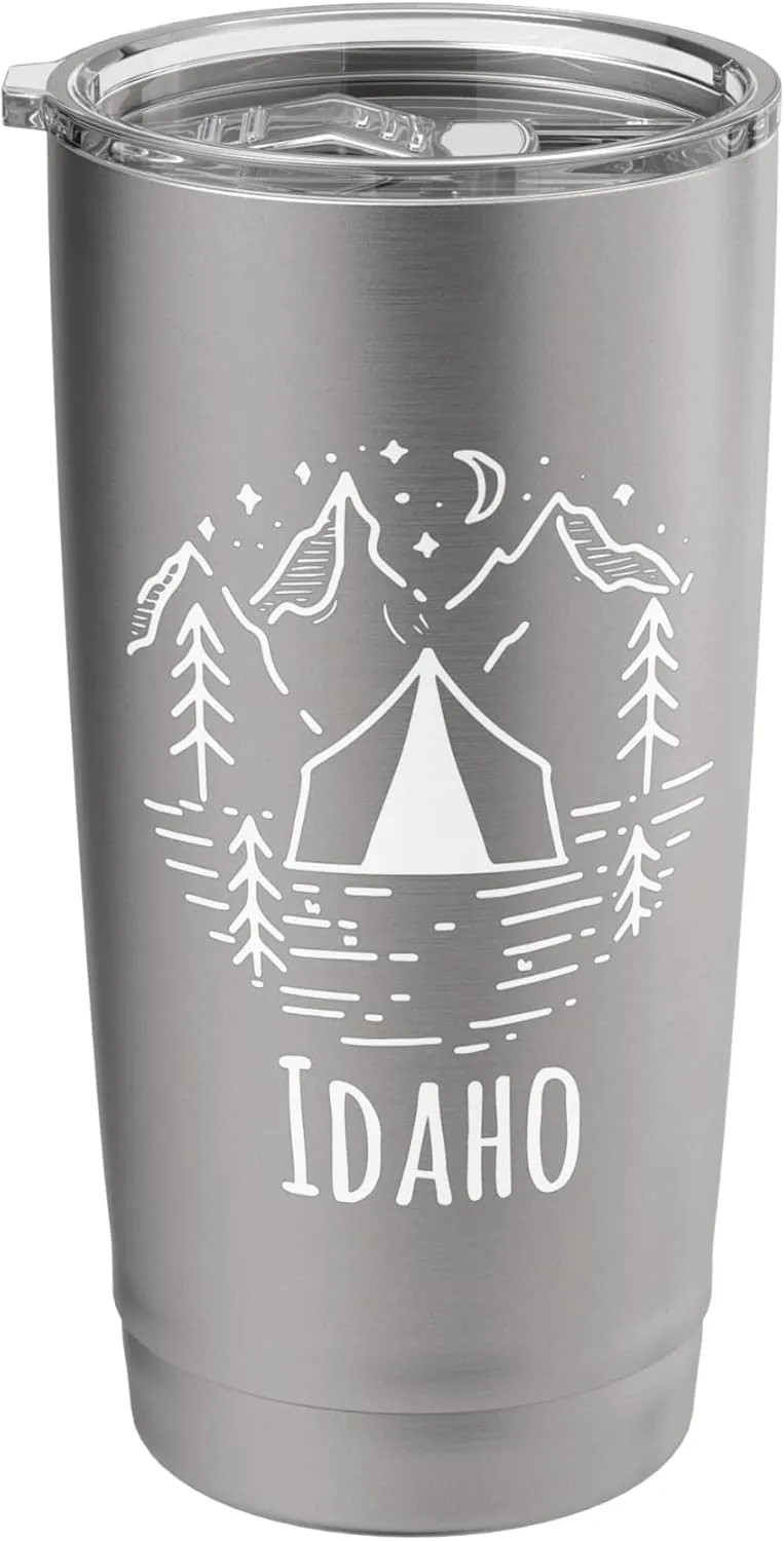 Idaho Rustic Camping Wilderness Mountains Tent Campground Stainless Steel Insulated Tumbler