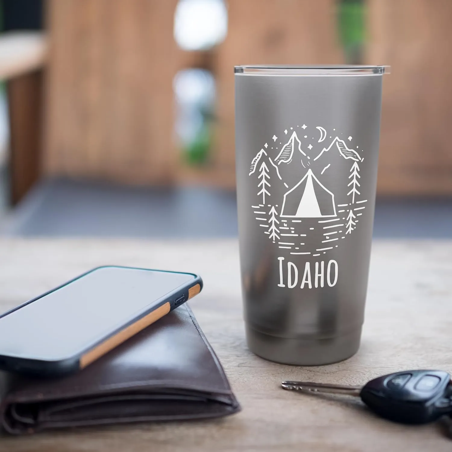 Idaho Rustic Camping Wilderness Mountains Tent Campground Stainless Steel Insulated Tumbler