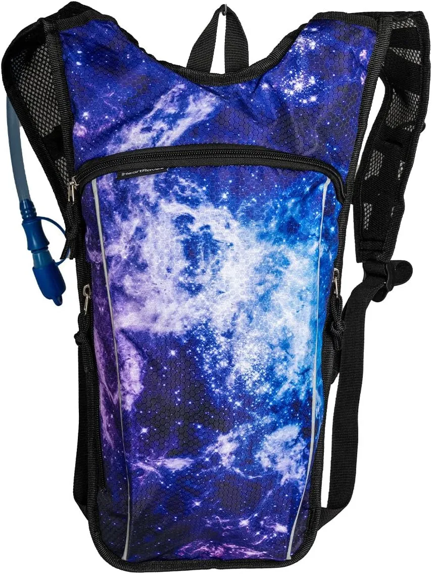 iHeartRaves Hydration Pack Cute Holographic Rave Water Backpack Hydropack 2 L - Raves, Music Festivals, Hiking, Running, Outdoor Activities, Exercise, Biking