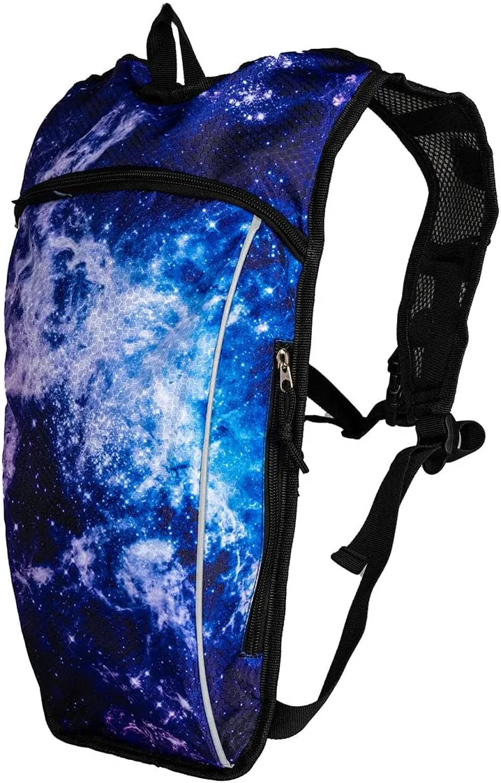 iHeartRaves Hydration Pack Cute Holographic Rave Water Backpack Hydropack 2 L - Raves, Music Festivals, Hiking, Running, Outdoor Activities, Exercise, Biking