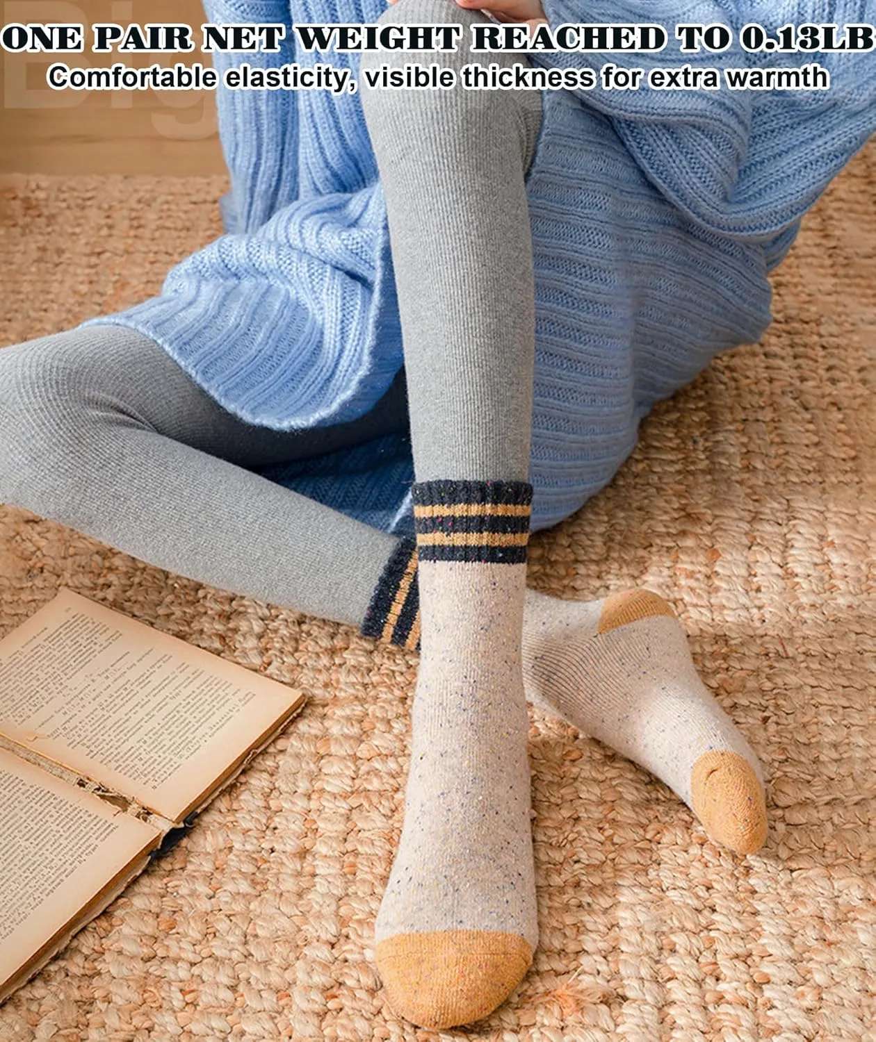 IIG 3-5 Pairs Womens Super Thick Warm Winter Crew Socks Cute Fashion Knit Cozy Socks Gifts for Women