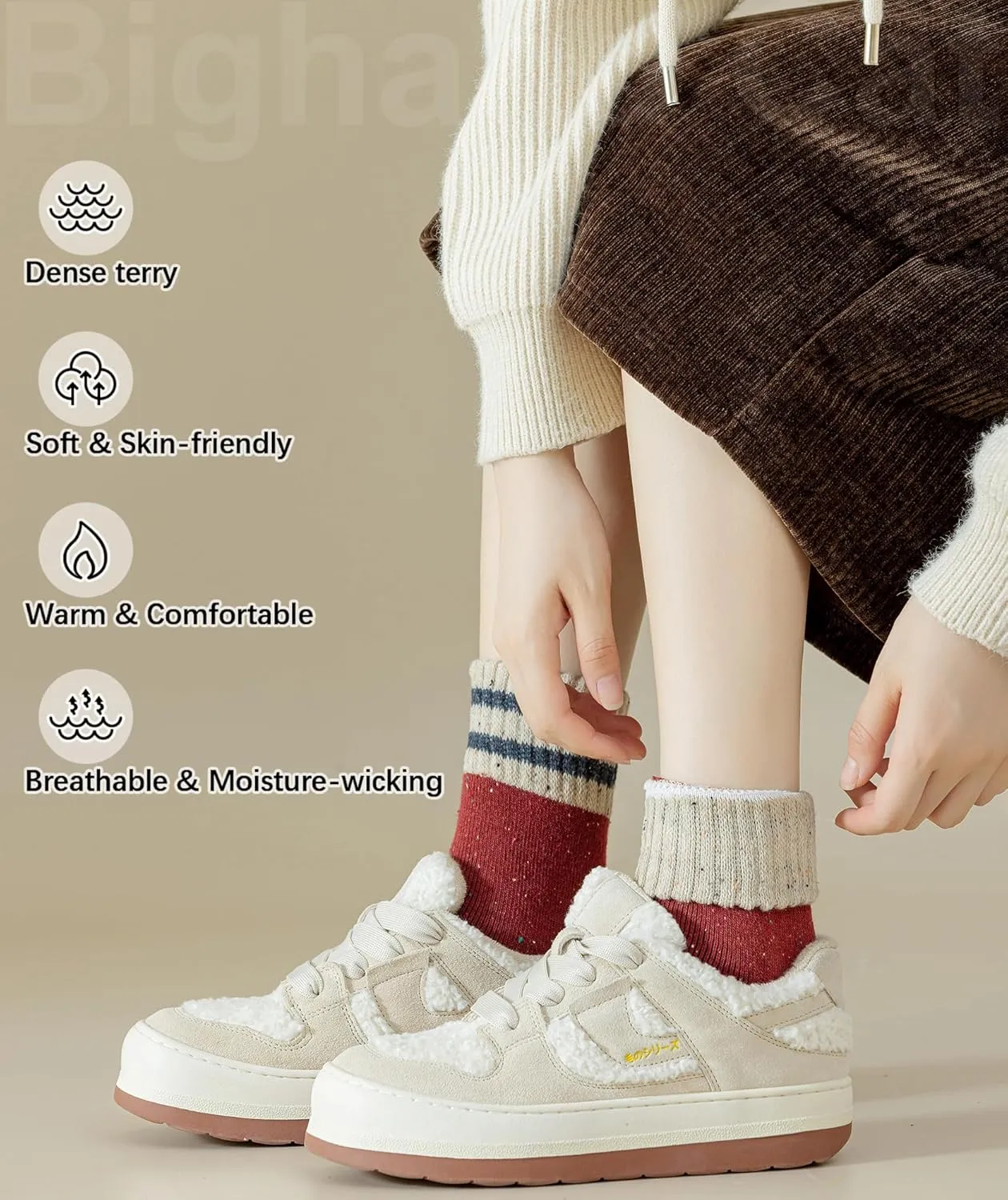 IIG 3-5 Pairs Womens Super Thick Warm Winter Crew Socks Cute Fashion Knit Cozy Socks Gifts for Women