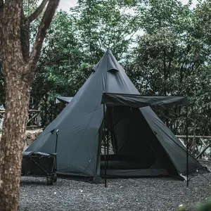 Indian Tent, Easy Setup Waterproof 3-4 Person Camping Tent, 4 Season Double Layers Waterproof Pyramid Tent for Family Camping, Hiking,Picnic