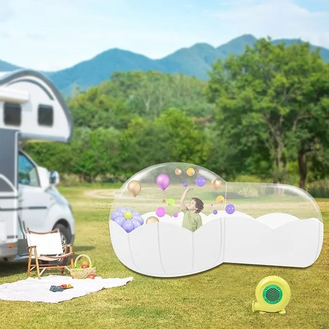 Inflatable Bubble Camping Tent, Outdoor Clear Dome Camping Cabin Bubble Tent Transparent Bubble House Dome Camping Tent w/Blower