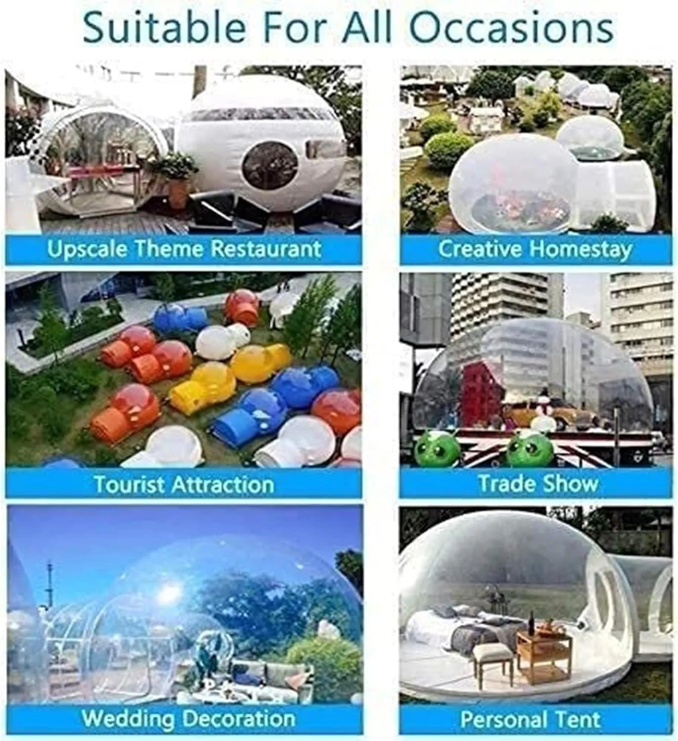 Inflatable Bubble Dome Tent Portable Transparent Camping Tent Large Outdoor Tents with Air Blower for Camping Backyard Large Family Tents with Blower Dome Bubble House