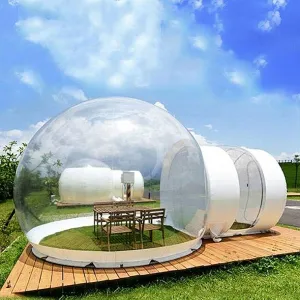 Inflatable Bubble Tent, Camping Tent Transparent D-Ring Single Tunnel Bubble House Dome Camping House with Blower, Greenhouse 3-5 People for Indoor/Outdoor Family Backyard Camping Festivals Stargazing