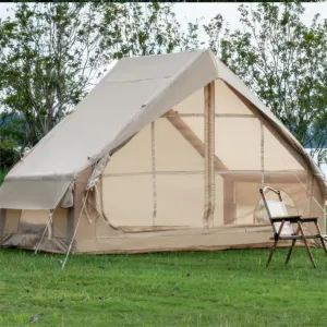 Inflatable Camping Tent for 4-6 Person, 410D Oxford 4 Season Waterproof Windproof, Quick Setup Hand Pump, 12 Mesh Windows Dual Doors Family, Outdoor, Glamping
