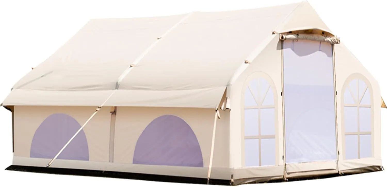 Inflatable Glamping Tent with Pump, Easy Setup 5-8 Person Glamping Tent, 4 Season Waterproof and Sun-Proof Family Camping Inflatable Tent