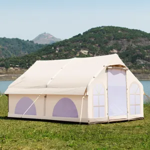 Inflatable Glamping Tent with Pump, Easy Setup 5-8 Person Glamping Tent, 4 Season Waterproof and Sun-Proof Family Camping Inflatable Tent