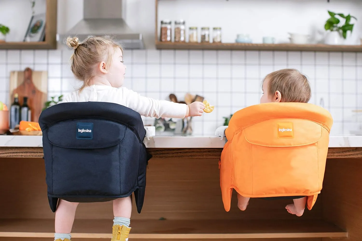 Inglesina Fast Table Chair, Light Blue - Portable Baby High Chair - For Babies & Toddlers 6-36 Months, Collapsible Design, Fits Tables 0.8'' to 3.5'' Thick, Compact & Easy to Use - Travel Bag Included