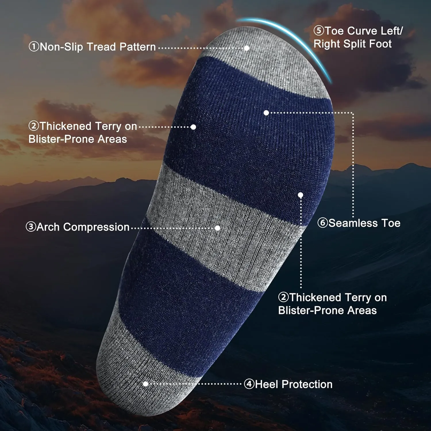 innotree 3 Pack Men's Merino Wool Hiking Socks, Micro Crew Cushioned Hiking Walking Thermal Moisture Wicking Trekking Socks