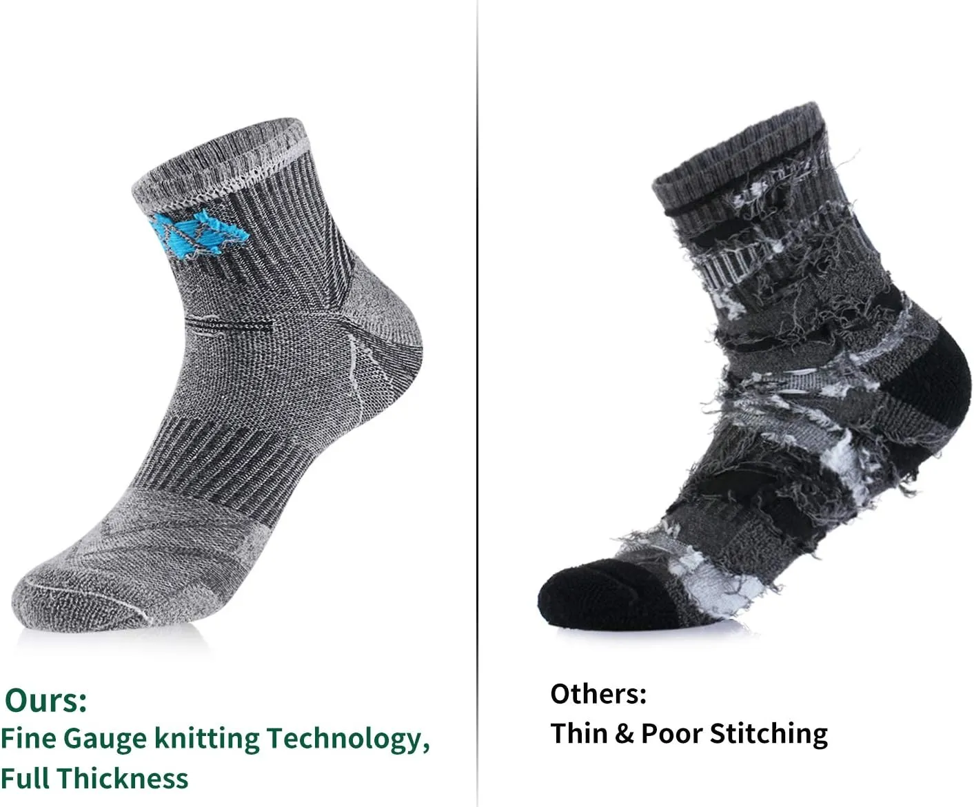 innotree 5 Pack Men's Cushioned Hiking Walking Running Socks,Moisture Wicking Multi Performance Quarter Crew Athletic Socks