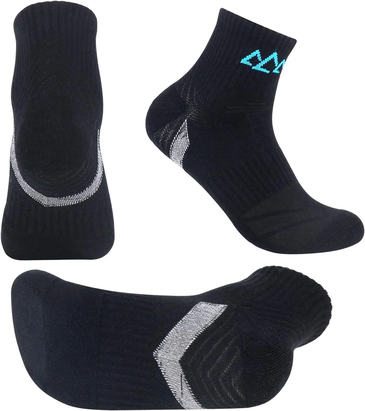 innotree 5 Pack Men's Cushioned Hiking Walking Running Socks,Moisture Wicking Multi Performance Quarter Crew Athletic Socks
