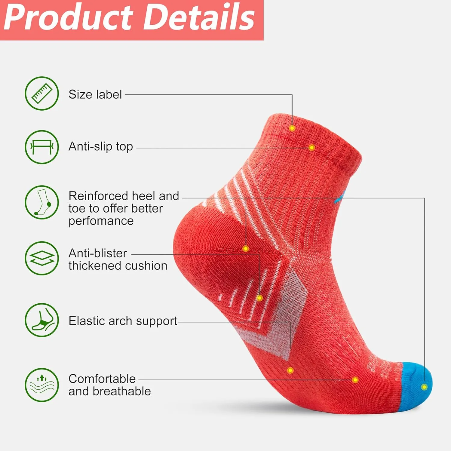 innotree 5 Pack Quarter Ankle Hiking Socks for Women, Wicking Crew Lightweight with Cushion Sock for Outdoor Hiking Walking