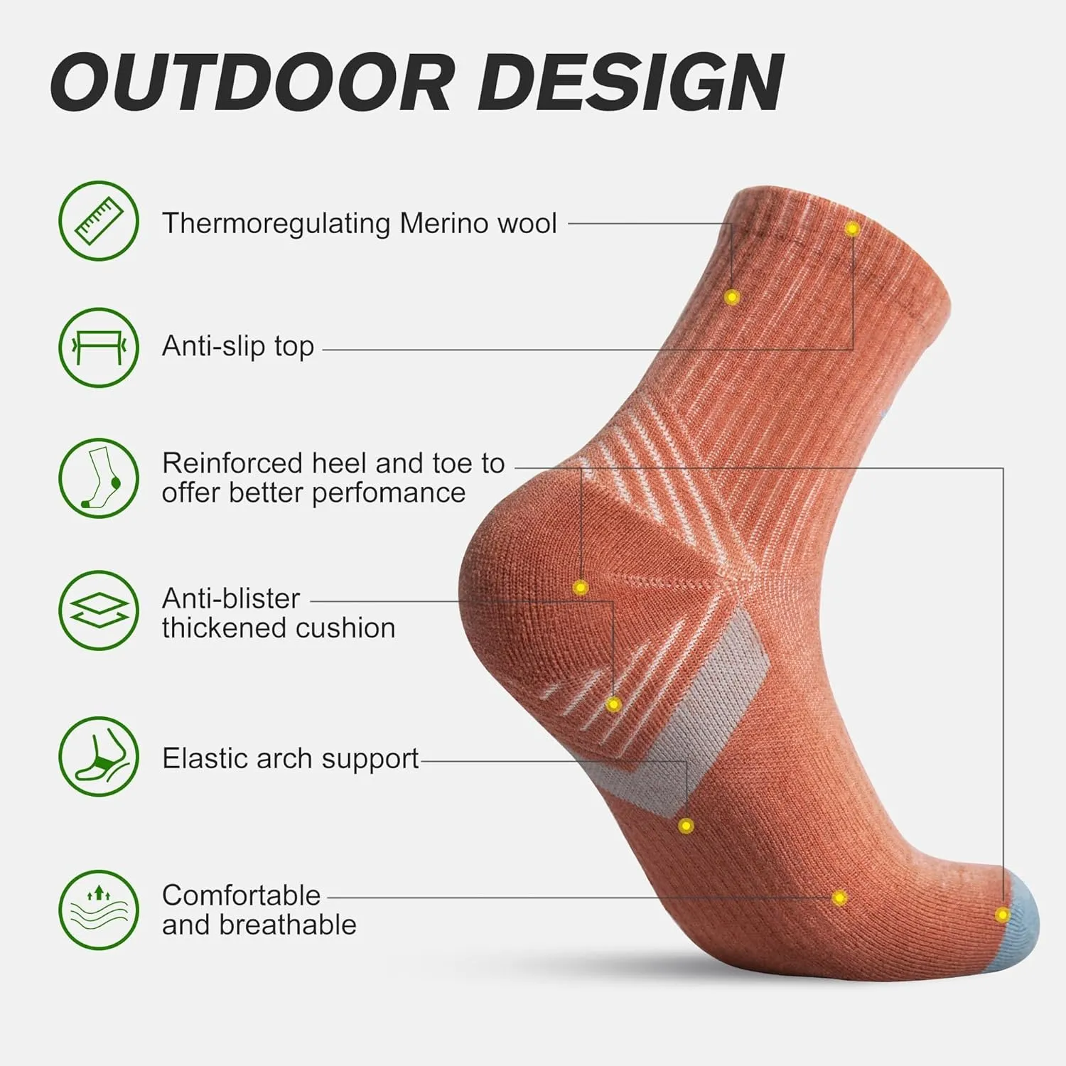 innotree Merino Wool Hiking Socks for Women Crew Socks Thermal Warm Cushion Moisture Wicking Boot Socks,5 Pairs
