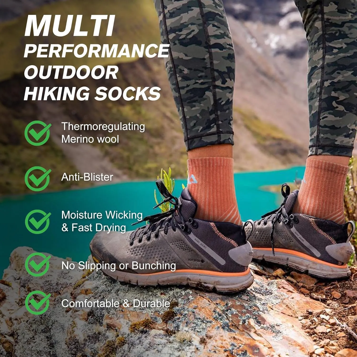 innotree Merino Wool Hiking Socks for Women Crew Socks Thermal Warm Cushion Moisture Wicking Boot Socks,5 Pairs